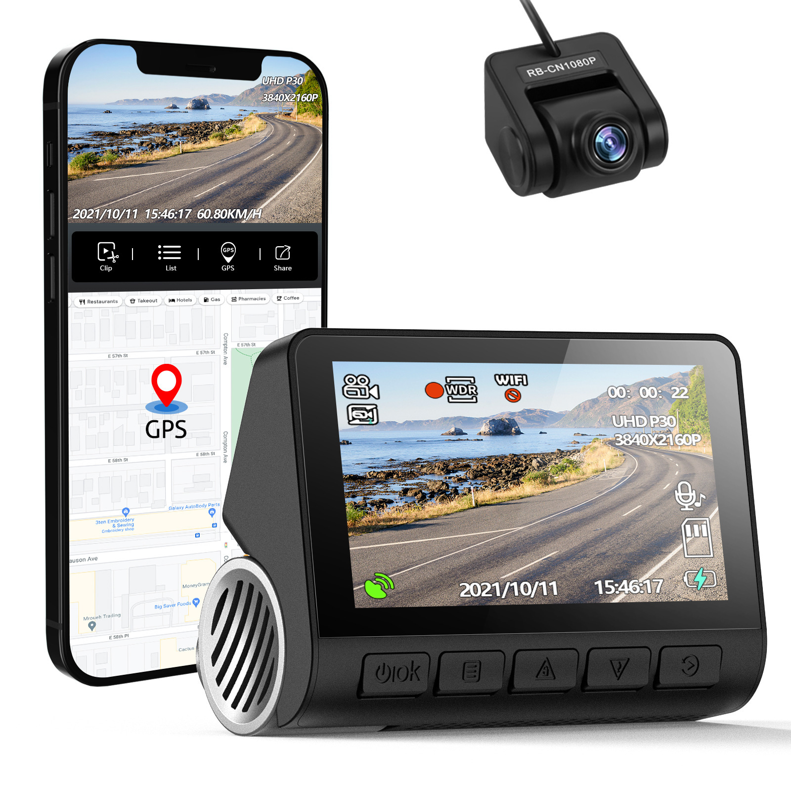 NOVATEK Scheme HD 4K 1080P Dual Double lenses Dash Cam Car Recorder Car Black Box with Wifi