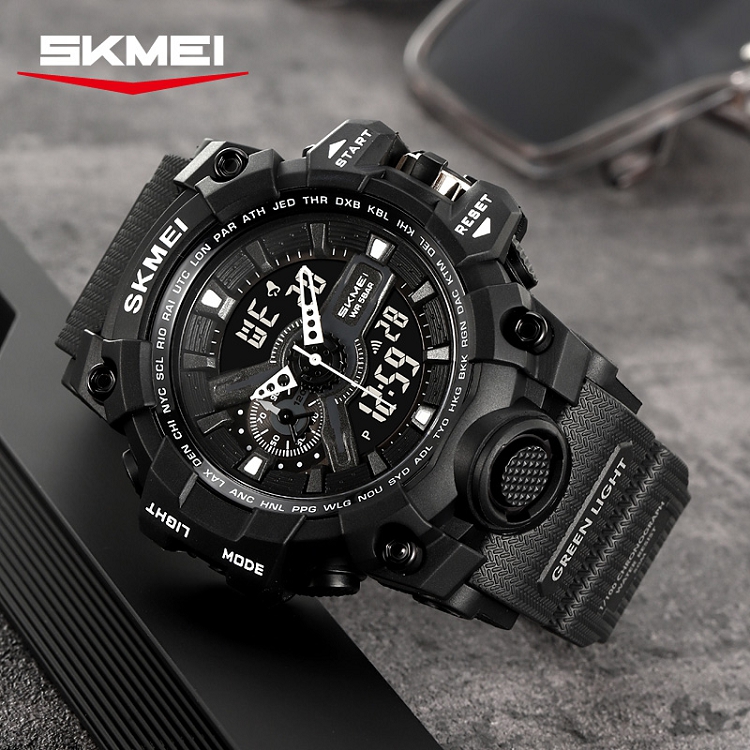 SKMEI Mens Watches Relojes 2396 Fashion Multi-function Dual Display Sports