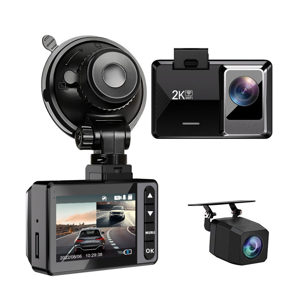 Yikoo Dual Camera HD 2k+1080P Night Vision 150 Degree Angle Car Black Box Dash Cam for car