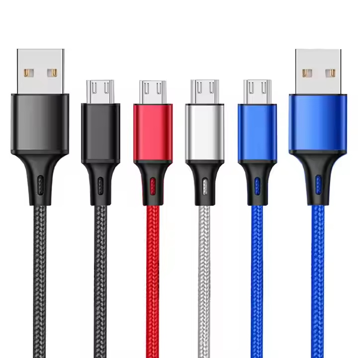 Wholesales Factory Universal Android V8 Data Cable Nylon braided 2.4A usb cable charging micro USB cable For Mobile phone
