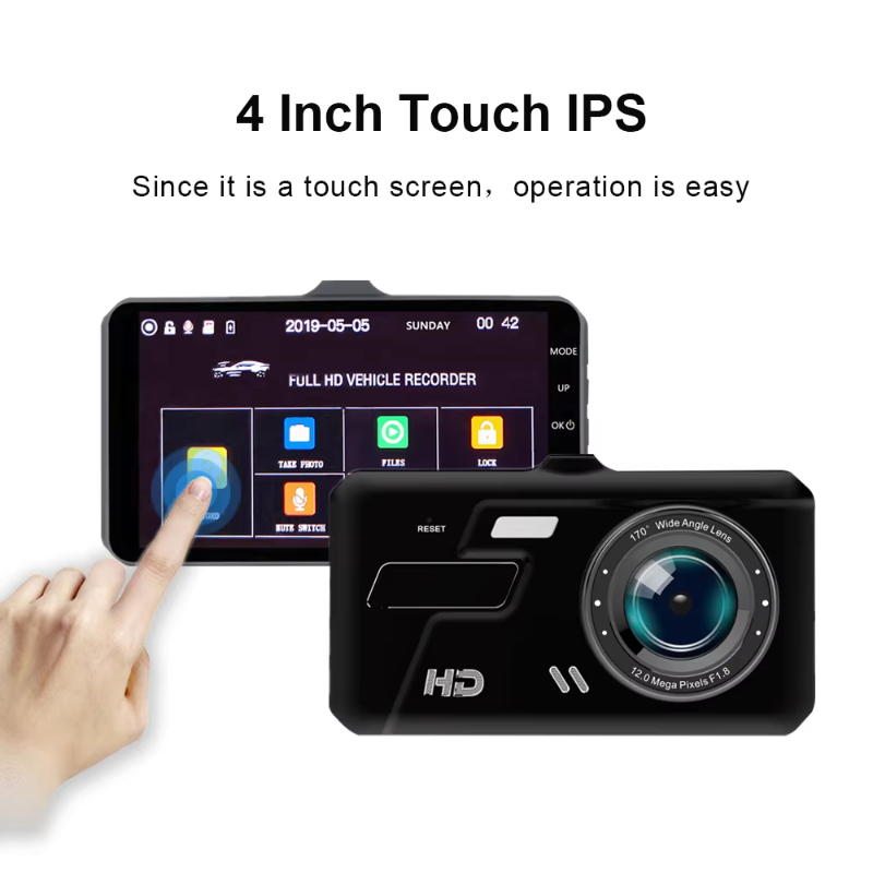 2ch front and back 4.0 inch touch screen car black box 1080p g-sensor night vision Car Vehicle DVR Driving Recorder