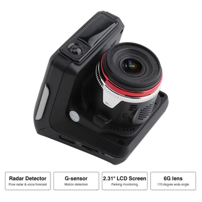 3 In 1 HD 720P Car Dvr Radar Detector Speedometer Camera 2.31 inch LCD screen 140 Degree Angle Video Recorder Logger