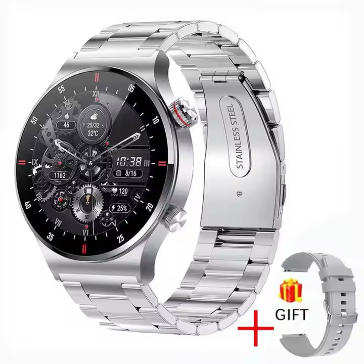 Wholesale High Quality Waterproof Round Touch Screen Men Smart Watch With Double Strap