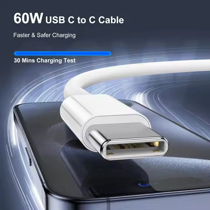 Large Stock 1m 2m PD 60W USB C To type C Cable Fast Charging Data Cable For 15 pro max Phone cord For iPhone Charger
