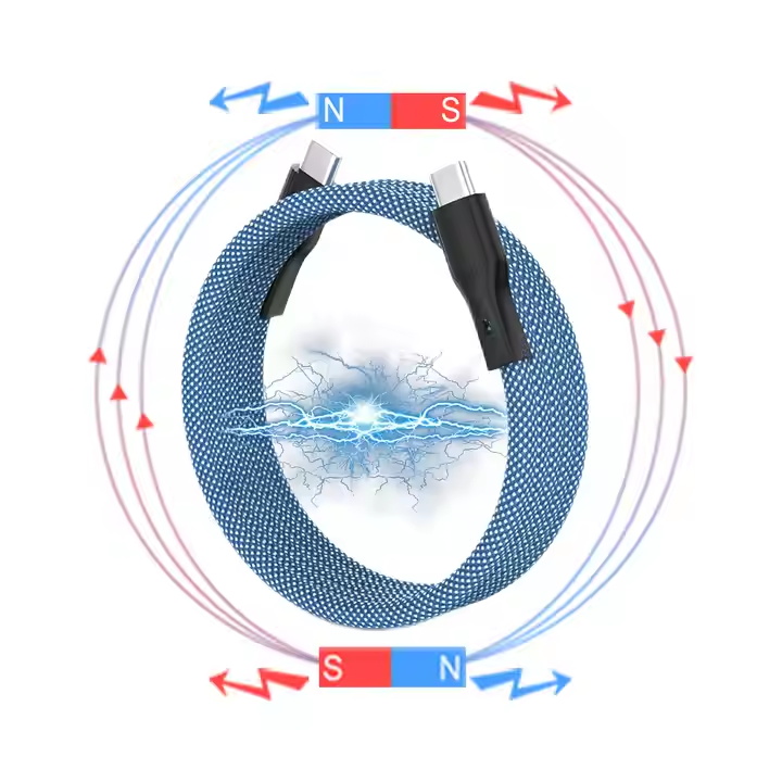 Type C to Type C Usb 60W Charging Magnetic Coiled USB C Cable Charger Cable Cord Bio Magnetic Fast Charging For Iphone 15