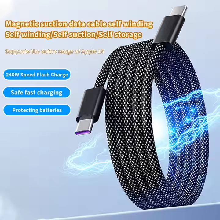 Magnetized Cable 1m Bio Braided Type C Cable Fast Charging Type C To C Magnetic Usb Charging Magnet Usb Cable For Iphone15