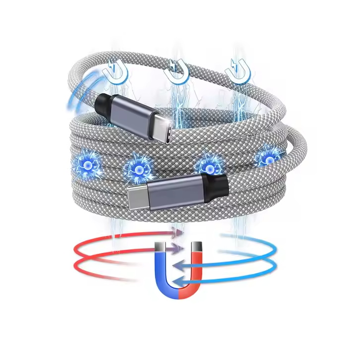 Factory Oem Usb Type C Cable Nylon Braided Usb C Magnetic 3ft 6ft 1M Fast Charging Cord Charger Magnetic Usb Data Connector