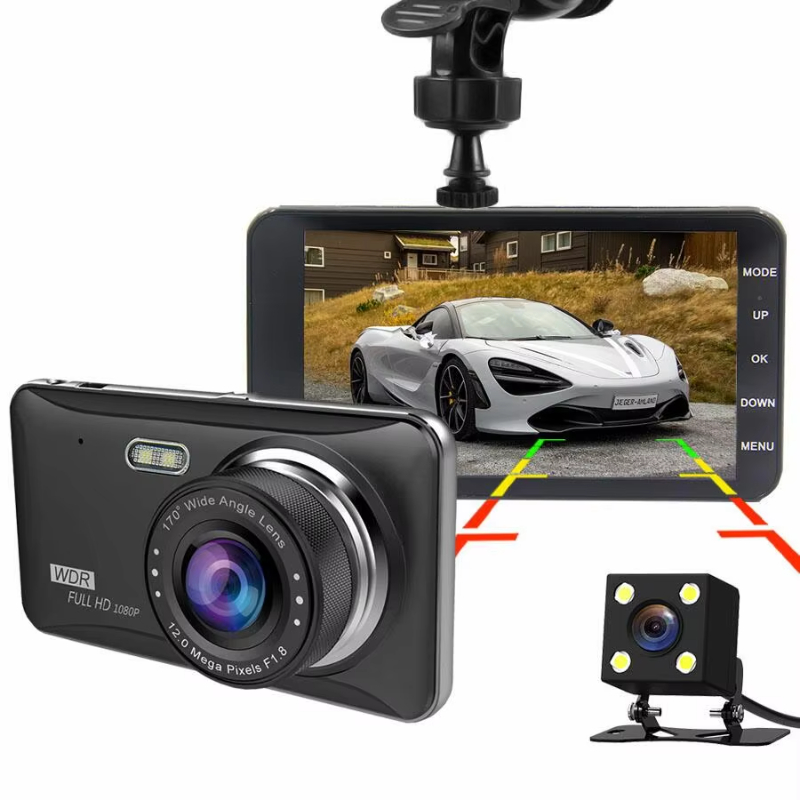 Best selling 4'' dual camera dash cam full HD 1080P park mode r g-sensor night vision car recorder dvr camera