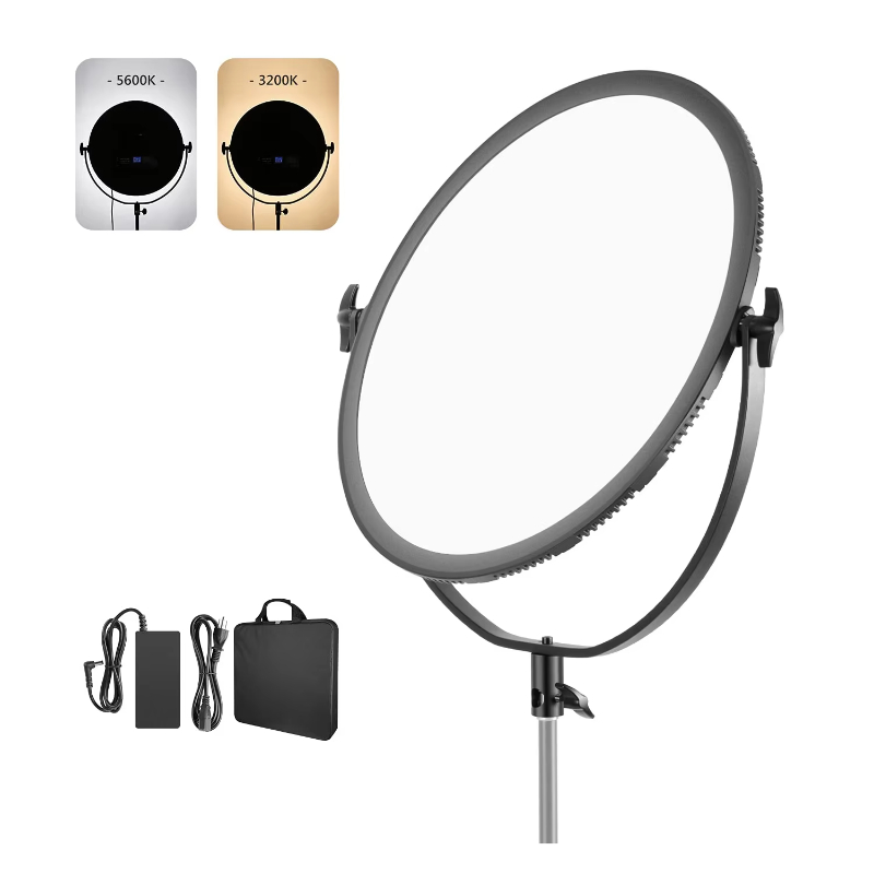 45W CRI_95 LED Round Video Panel Studio Light 4400mah Battery Powered Remote Control Dimmable LED Photographic Light