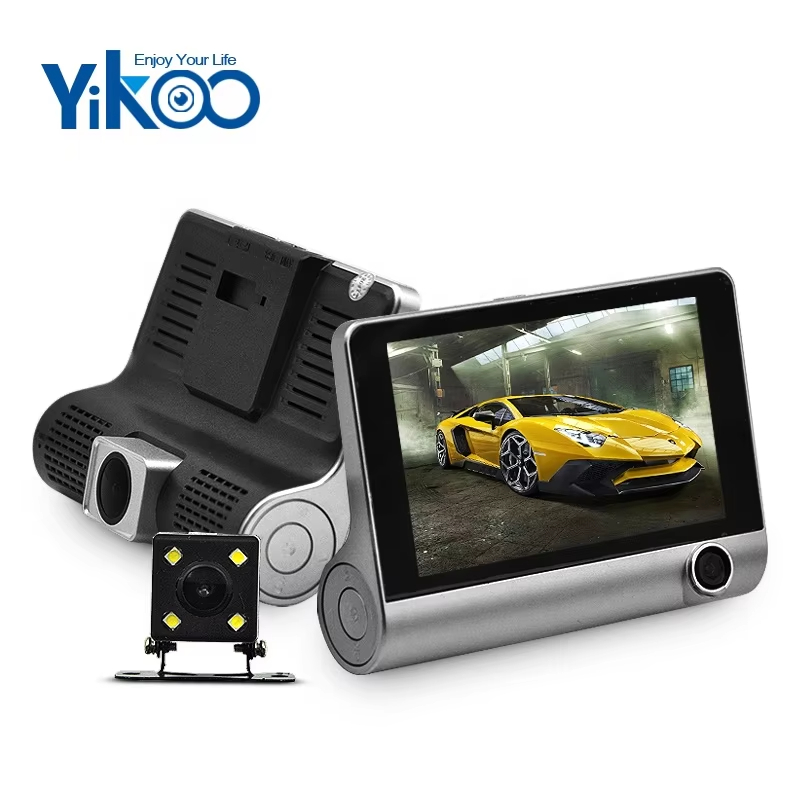 Factory waterproof 4 Inch Full HD 1080P Vehicle Blackbox Car DVR Car Video Recorder with three lenses