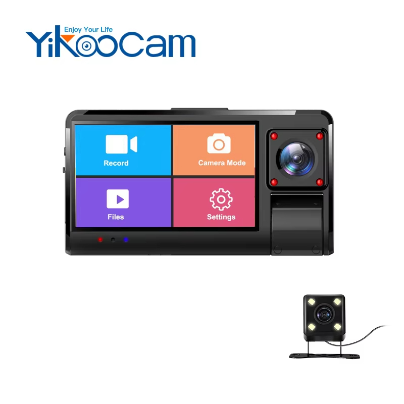 Full HD 1080P 3'' IPS screen 3 lens front interior car inside back dashcam car camera recorder dvr