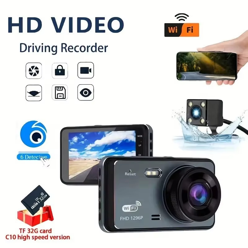 HD 1080P 170 Degree Wide Angle Dual Lenses Dash Cam Car Video Recorder Car Black Box Front and Rear Camera