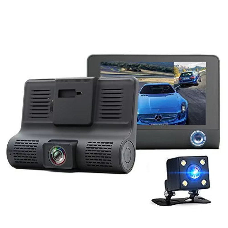 HD 1080p Front and Black and Internal Camera Car DVR Dash Cam Vehicle Monitoring Camera Car Black Box
