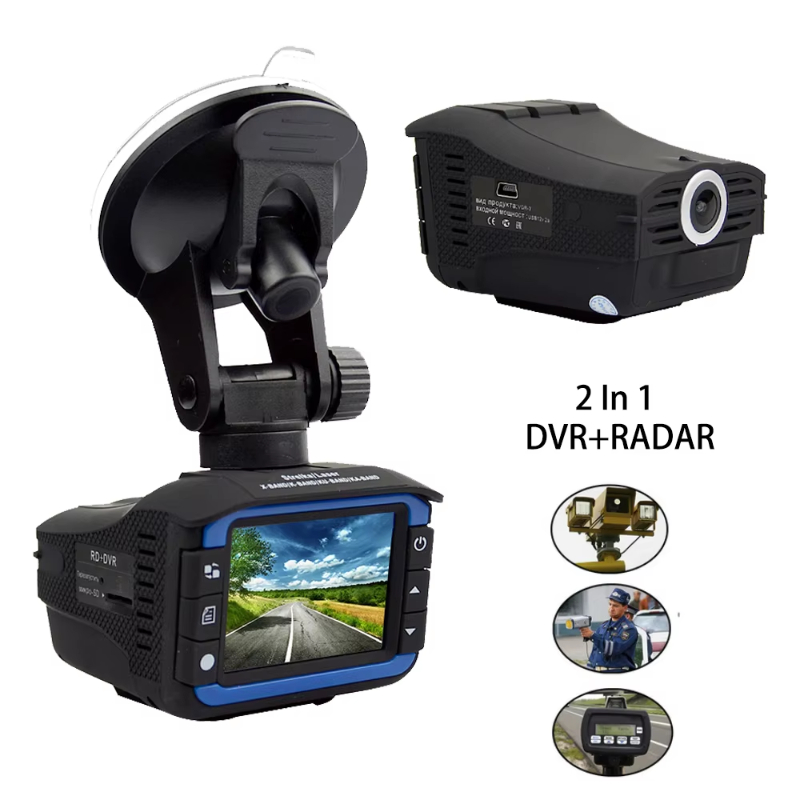 Manufacturer 2in1 Radar detector dashcam 2inch Recorder 1080P Speed Detector Camera Car Radar Detectors Dash cam
