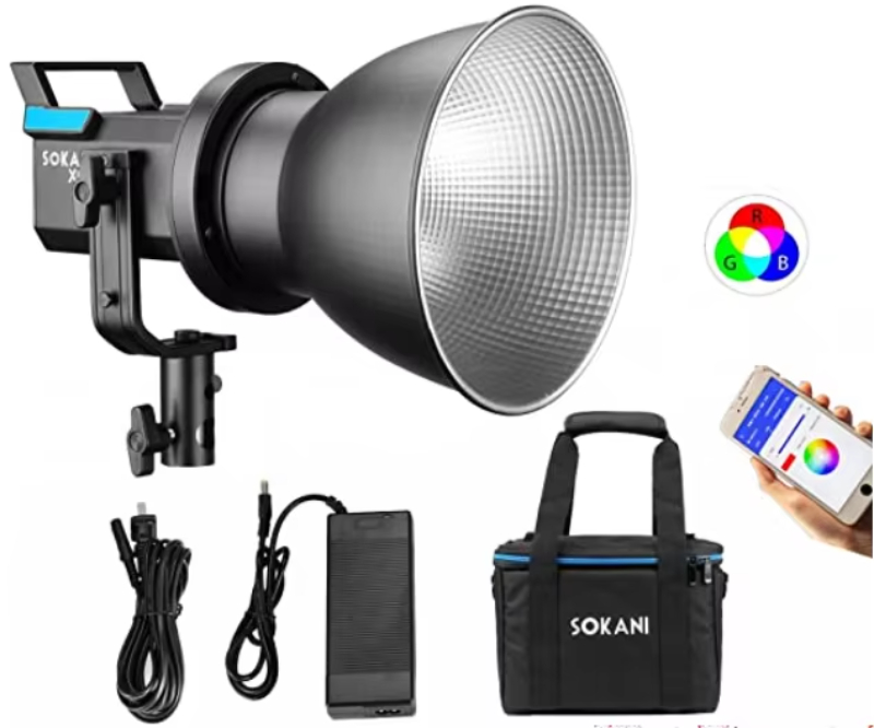 SOKANI X60 RGB Photographic Lighting 2800-10000K 80W COB APP Controlled Studio Video Light Lighting Kit