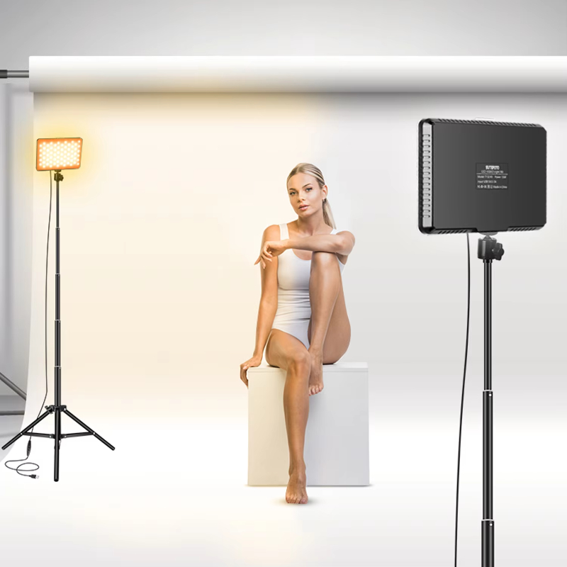FLASHOOT_ SUTEFOTO USB LED Panel light 2 Packs with Extendable Tripod Stand for Studio Photography Lighting