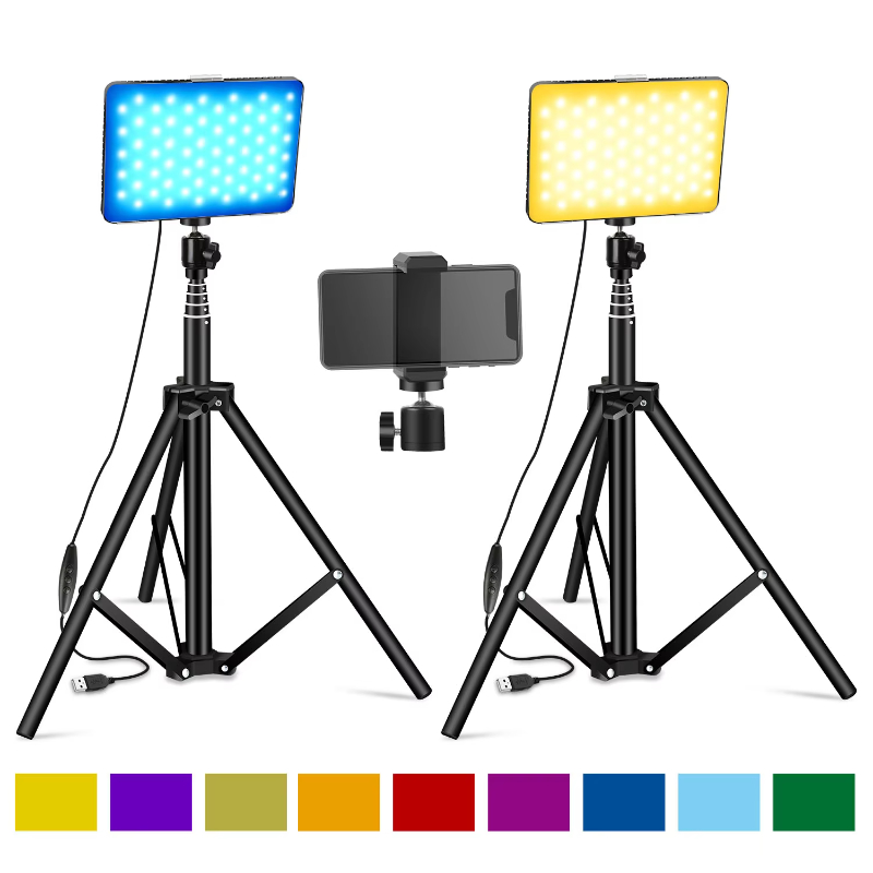 USB LED Panel light 2 Packs FLASHOOT_ SUTEFOTO Studio Photography Equipment lighting kit 132pcs LED Video Light with Tripod