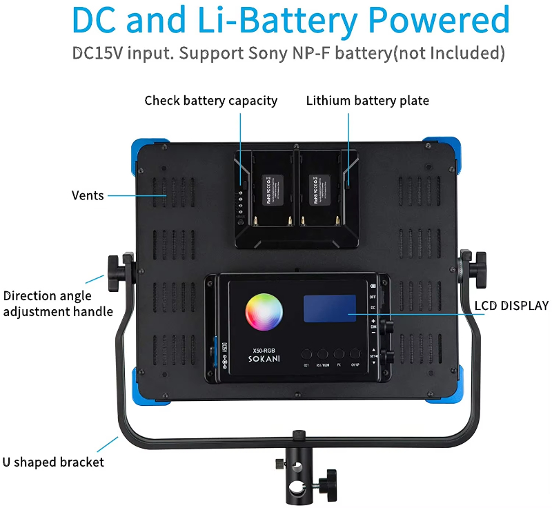 hot selling metal panel fill lamp kit for camera photography cellphone APP control led studio video light SOKANI_SUTEFOTO