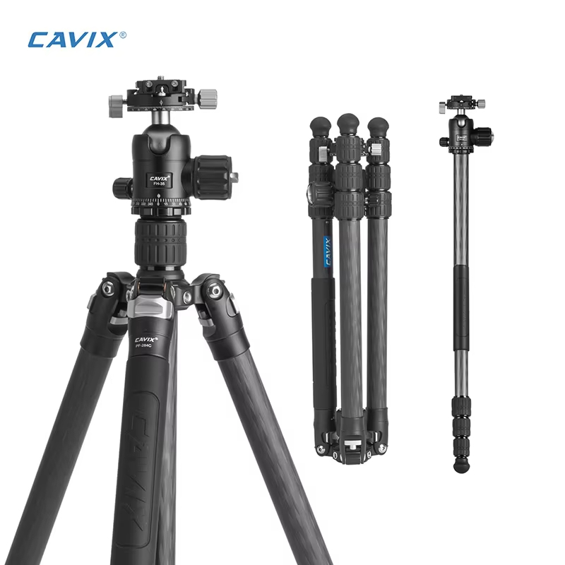Carbon Fiber Camera Tripod Monopod with Center Column and Ball head