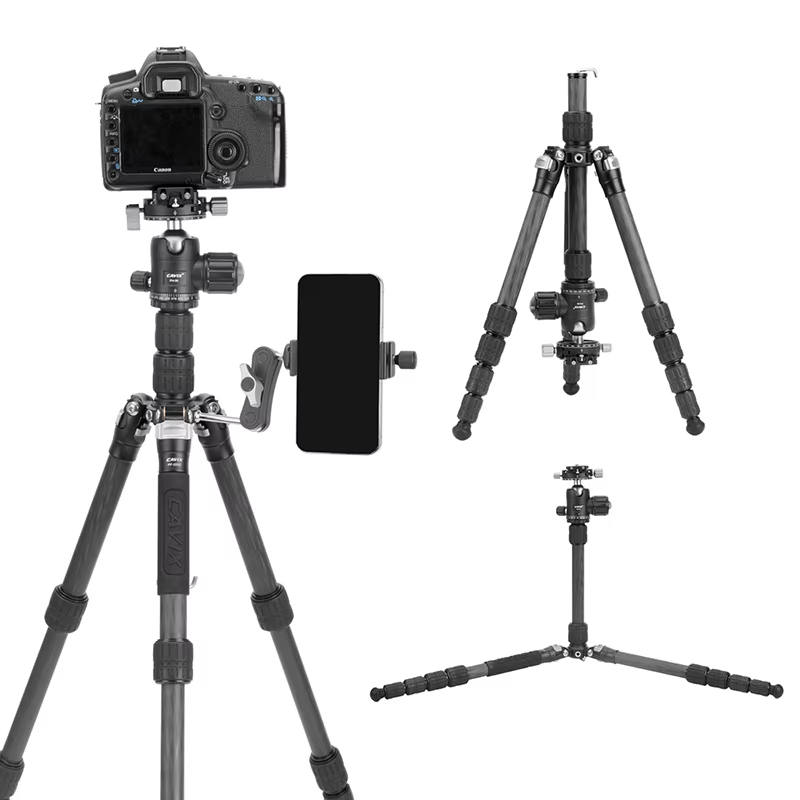 Foldable Carbon Fiber Travel Tripod For DSLR Cameras