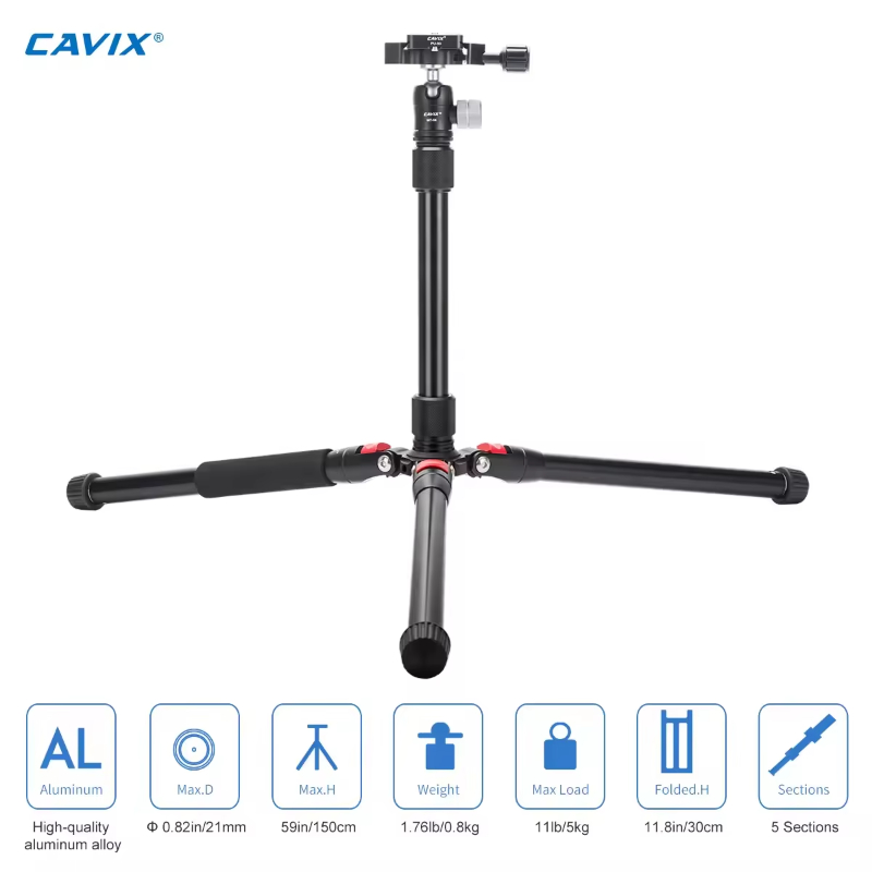 Hot Outdoor tripod Lightweight and compact aluminum camera tripod with 360 ball head quick release plate ideal for travel