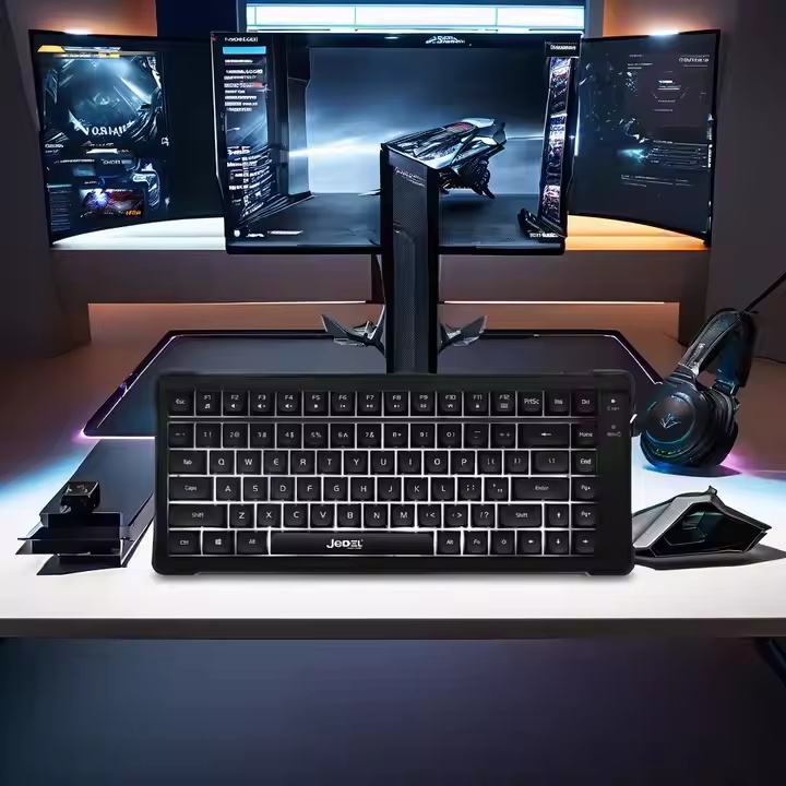 Wired Keyboard Rainbow LED Backlit Mechanical Feeling Gaming Keyboard 84 Keys USBWired For Office Laptop Desktop PC Gamers Black