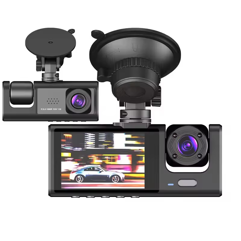 Three Cameras 170 Degree Wide Angle HD 1080P Dash Cam Car Dvr Front internal and Rear Car Black Box