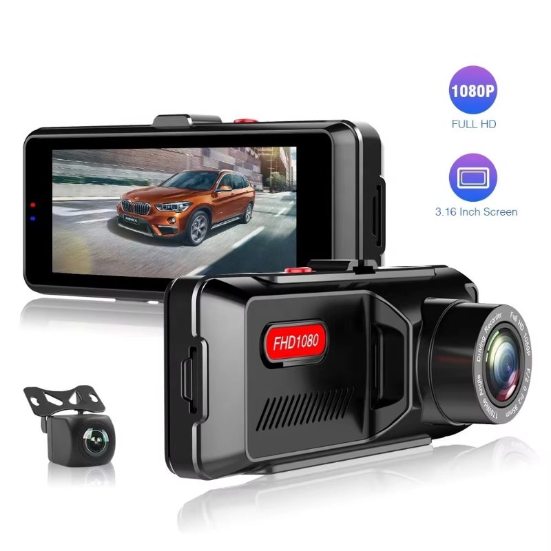 Yikoo 3.16 inch Mini Dash Cam Recorder Dual Lens Night Vision Parking Recorder 1080P Car DVR Portable Car Recorder