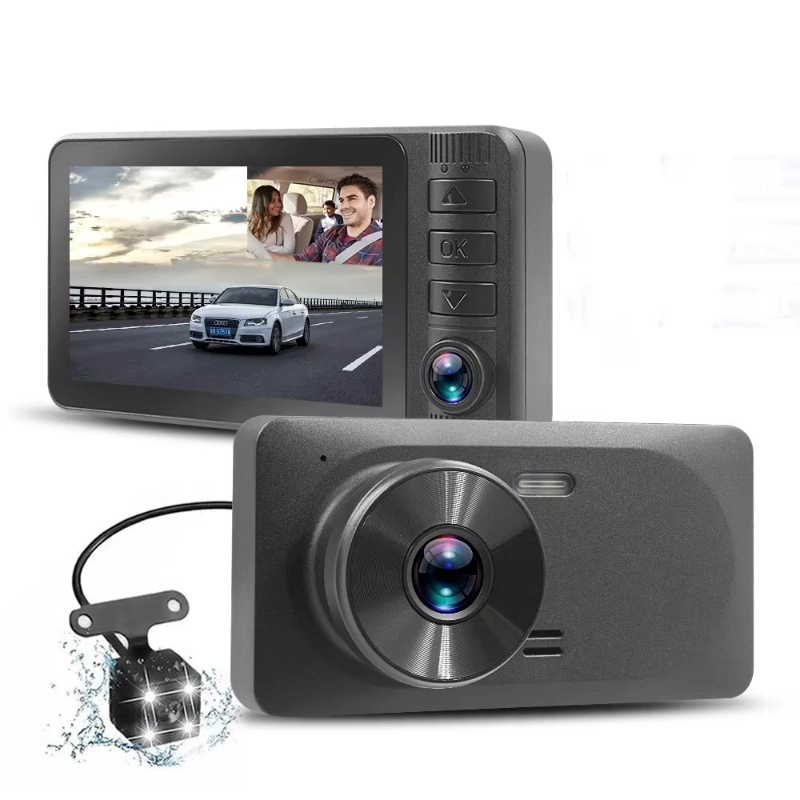 Yikoo main product 3 inch screen video recorder fhd 1080p three cameras car black box with waterproof back camera