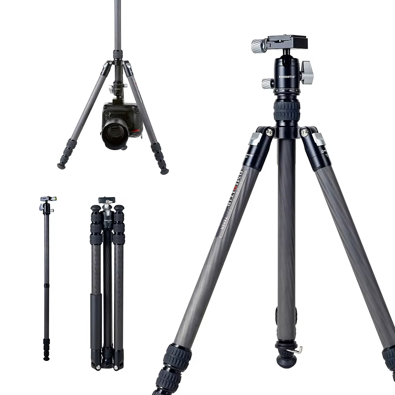 Professional Carbon Fiber Tripod Camera video Tripod portable stick hunting stand with carry bag T555R