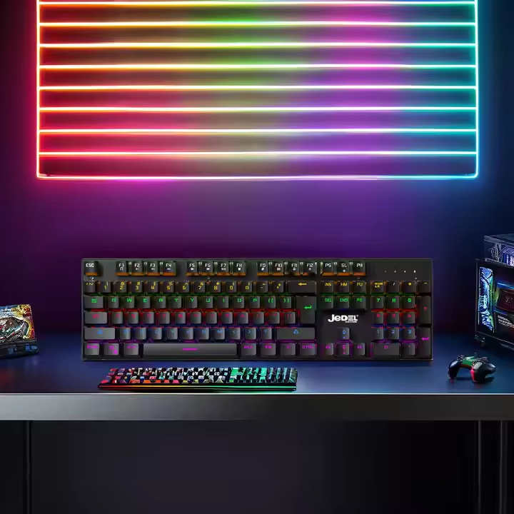 Jedel 104-Key RGB Lighting Gaming Mechanical Keyboard 1.5M Pure Copper USB Cable PC & Laptop Compatibility