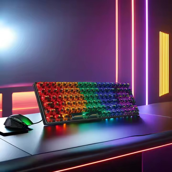 Custom 100 Keys RGB Backlit USB Wired Mechanical Gaming Keyboard Compatible with Laptop and Desktop Computer