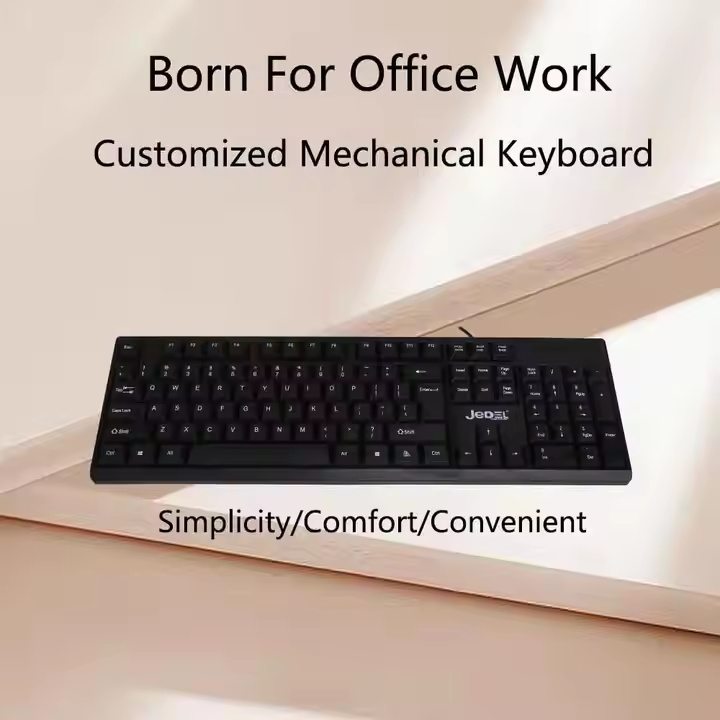 Jedel Full Size Slim Low Profile USB Wired Business Office Keyboard for Mac and PC Desktop