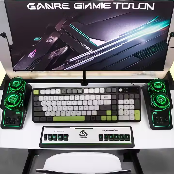 Dual Modes100Keys Wireless USB Type-C 2.4ghz Receiver Mix Color Keyboard With Volume Wheel