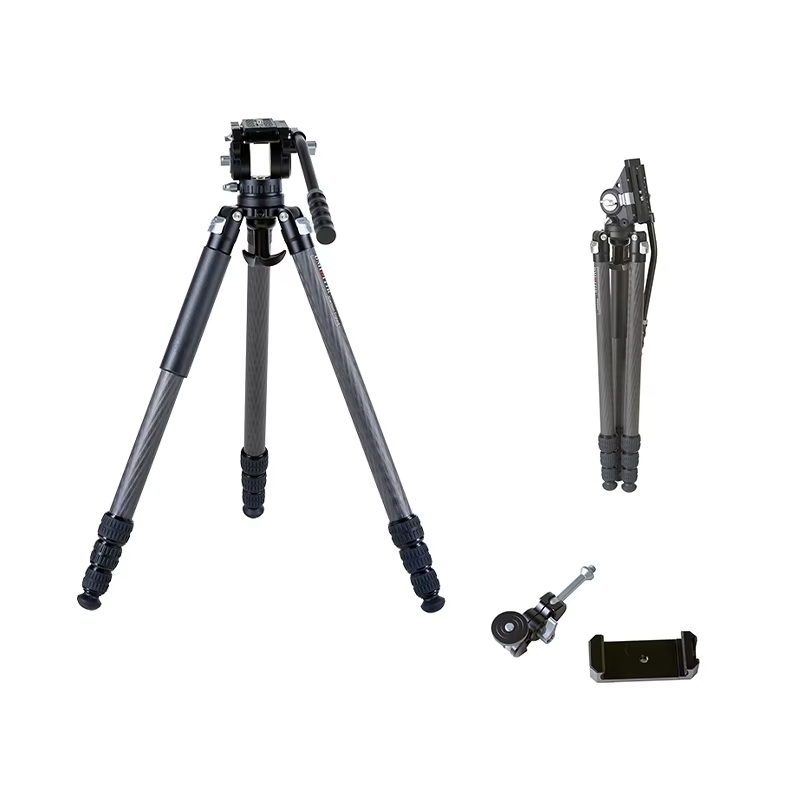Professional Carbon Fiber Tripod Shooting Tripod for Hunting Mini Tripod for video cameras DM324C+DV68