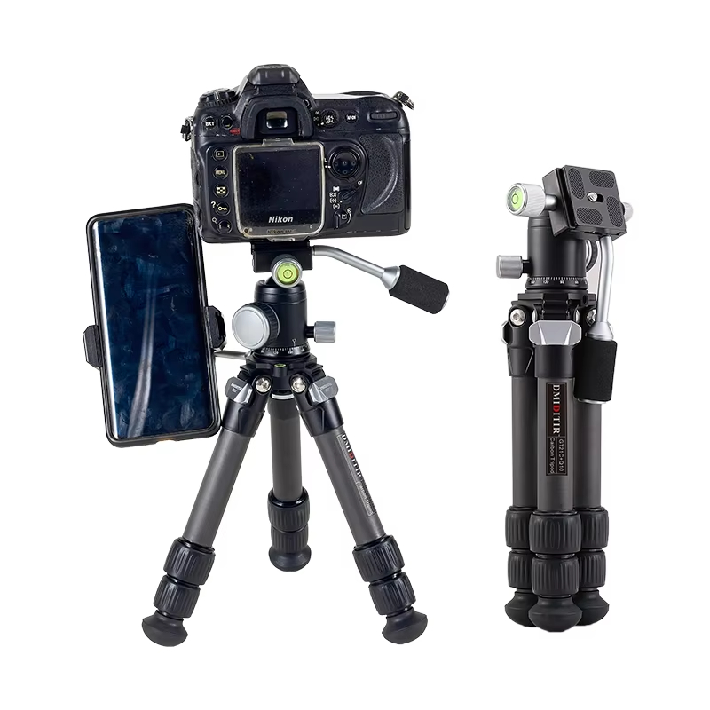 Dmiditir Carbon Fiber hunting mini tripod Camera Pan 360 lightweight Flexible Camera Tripod for Camera webcam GT21C+Q10