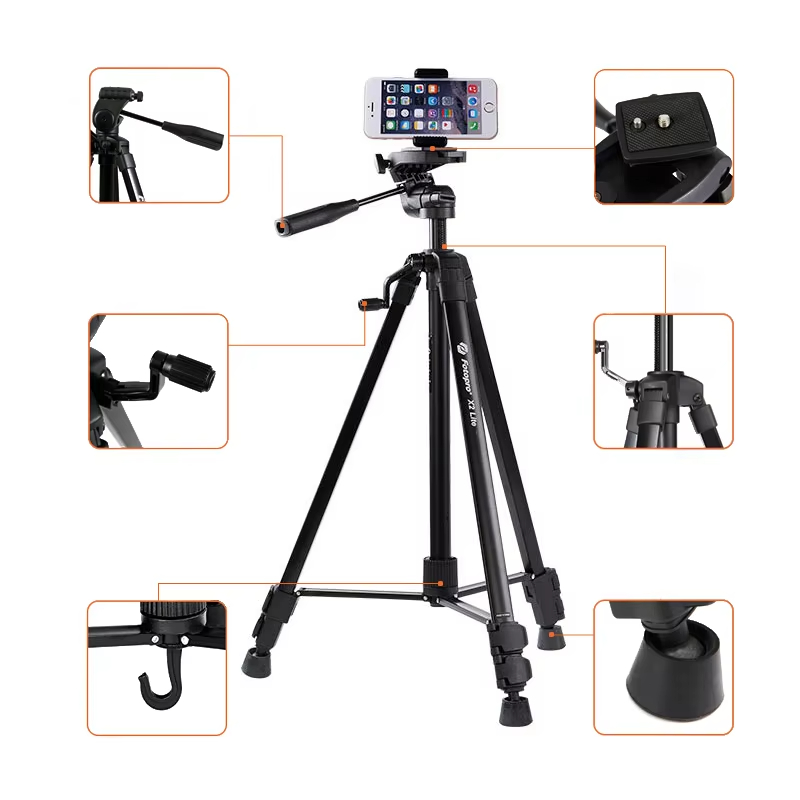 X2 Lite Professional Aluminum Photo Tripod Flexible Mini Camera Tripod Stand