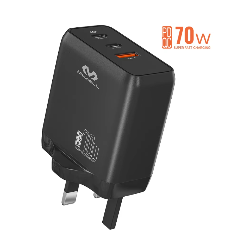 Miccell 70w pd charger adapter for iphone fast charging uk plug phone charger fast charging 70W UK multifunction chargers