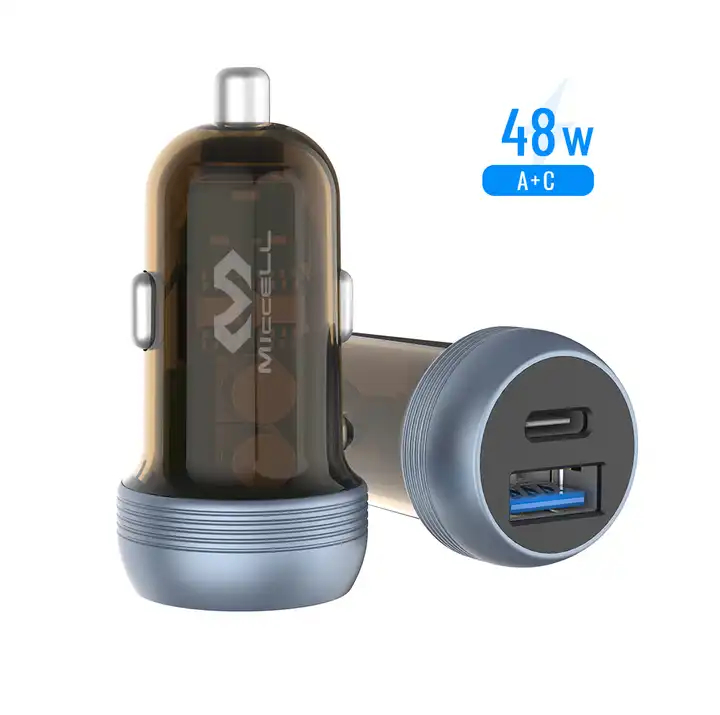 Miccell Fast Charging PD 48W portable portable car charger mobile phone car charger Dual port Type-c Adapter charger
