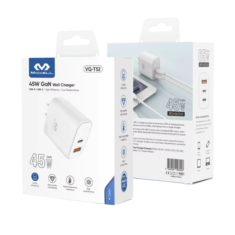 MICCELL Gan charger 45w type c quick charge 3.0 PD fast charger adapter super fast 45w gan charger for samsung