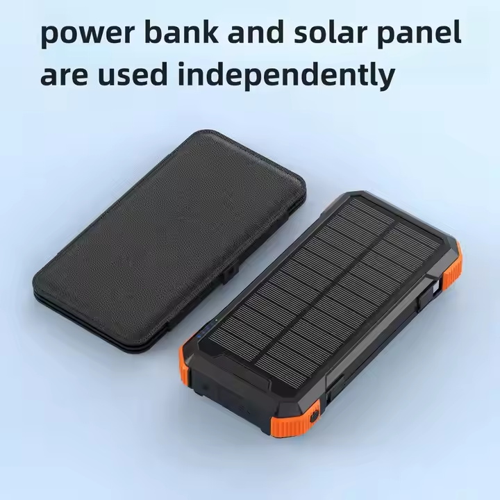 30000mah 1+3 Solar Panel Power Bank 30000 mah Dual Cable Foldable Wireless Charging Solar Power Bank With Cigarette Lighter