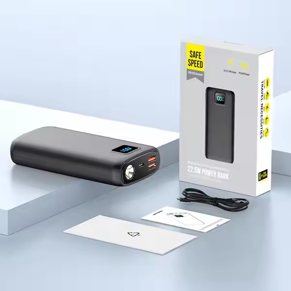 PD20w fast charging 22.5w 20000mah type C USB led display portable charger with light for HW for Samsung for iPhone