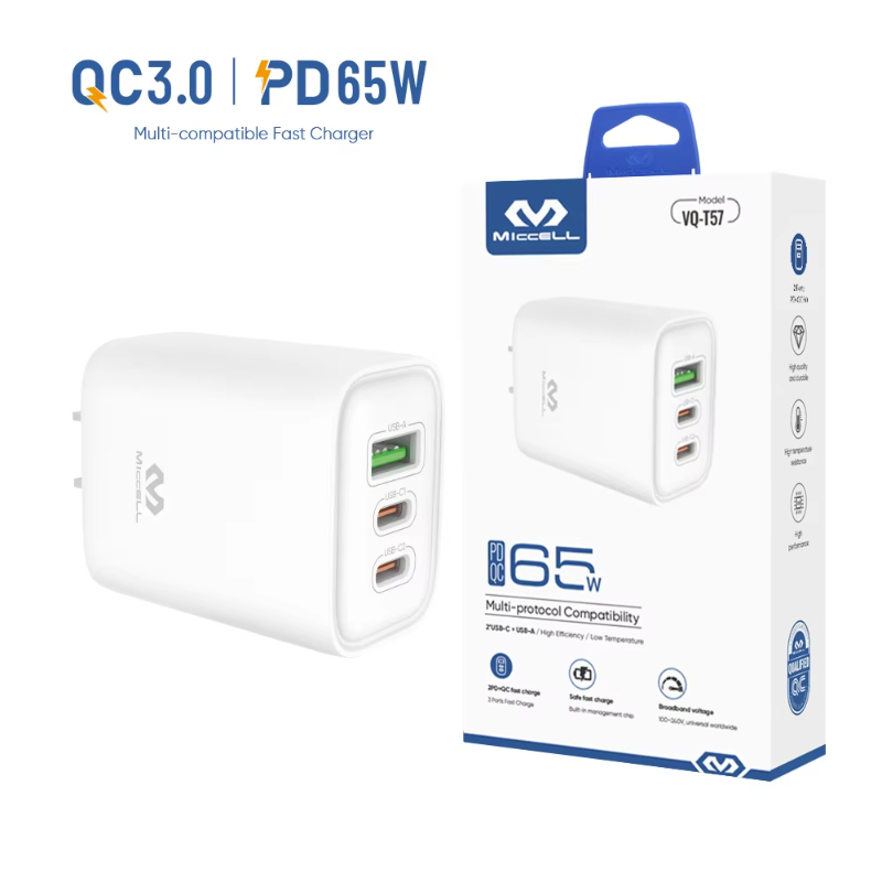 Miccell pd 65w fast charger usb c power adapter type c Fast Charging cell phone charger laptop adapter