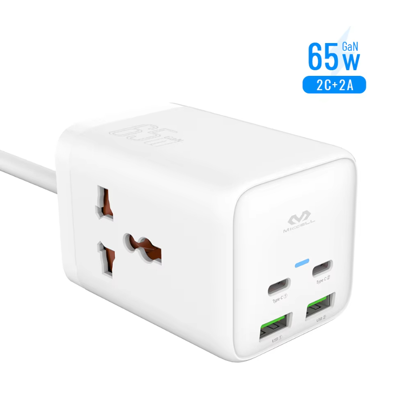 Miccell pd 65w gan charger usb c power adapter dual type c usb charger for mobile phones socket port multifunction chargers