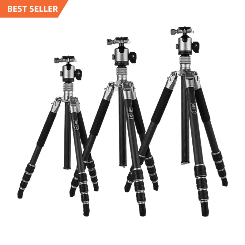 Fotopro Professional Good Quality Carbon Fiber Lightweight Extendable Dslr Camera DV Head Stand Tripod Set