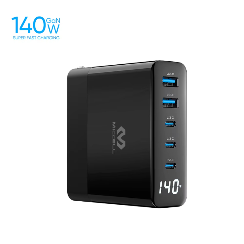 Miccell PD USB Type C Power adapters Supply with GaN Tech 140W desktop charger universal travel adapter for MacBook Laptops