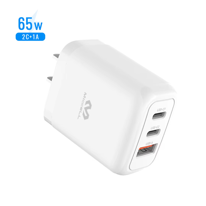 Miccell portable usb c mobile charger adapter multifunction charger 65w PD+QC fast wall charger for cell phone