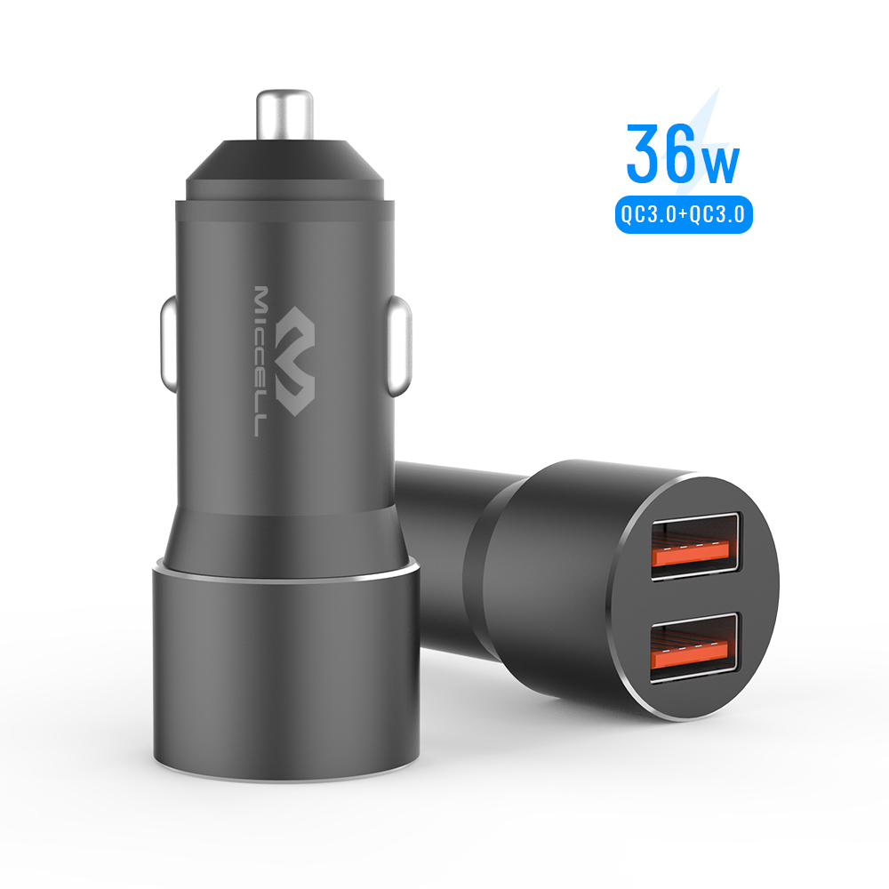 Miccell QC3.0 18W car charger fast charging Aluminum alloy car charger adapter for iphone QC car charger usb Quick adapter