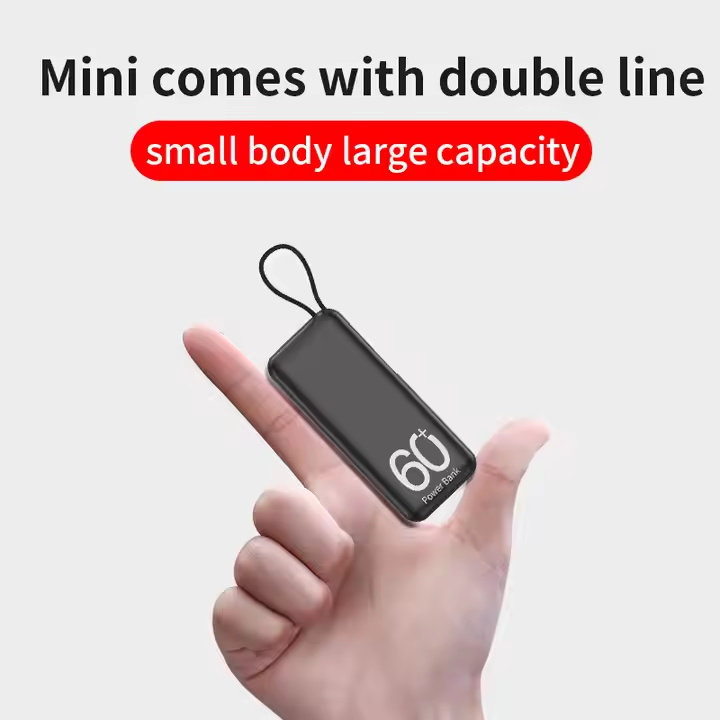 High Quality Custom Mini Charger Powerbank Small Portable Fast Charging Built-In Cable Power Bank For Smart Phone