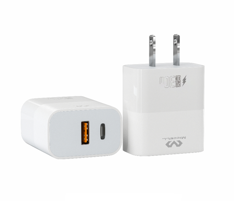 Miccell USB mobile phone 30w pd fast wall charger for iphone cell phone ce fcc certificate pd 30w fast charger for apple iphone